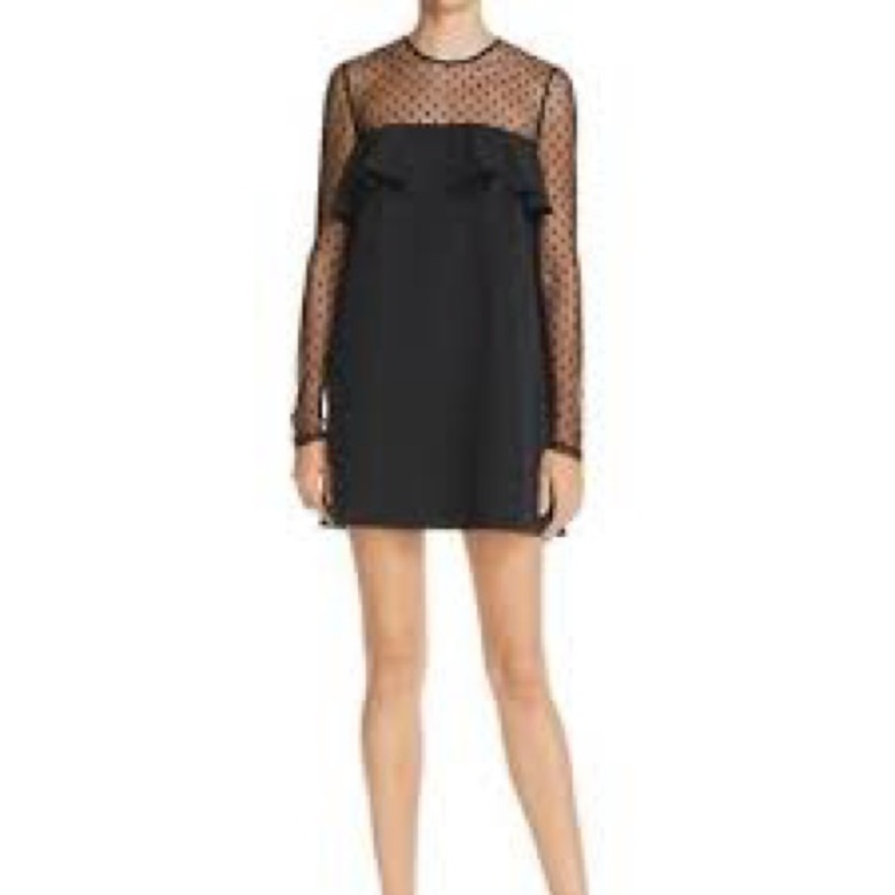 MILLY Sophie Dotted Illusion Shift Dress Black Size 4